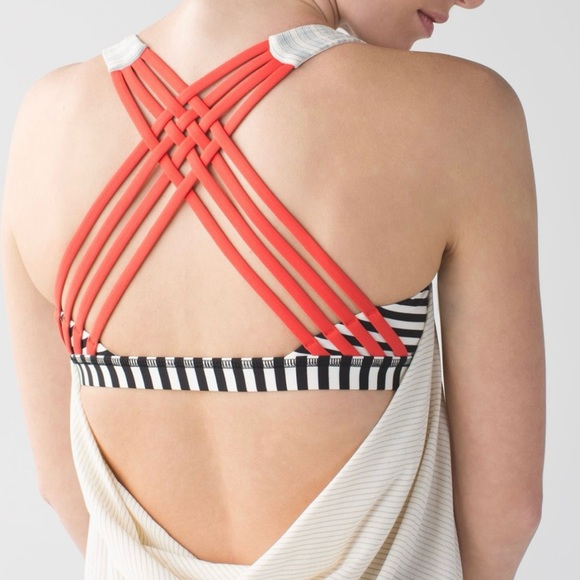 White and Coral Lululemon Wild Tank with Built-in Bra, Size 4 - Picture 5 of 12